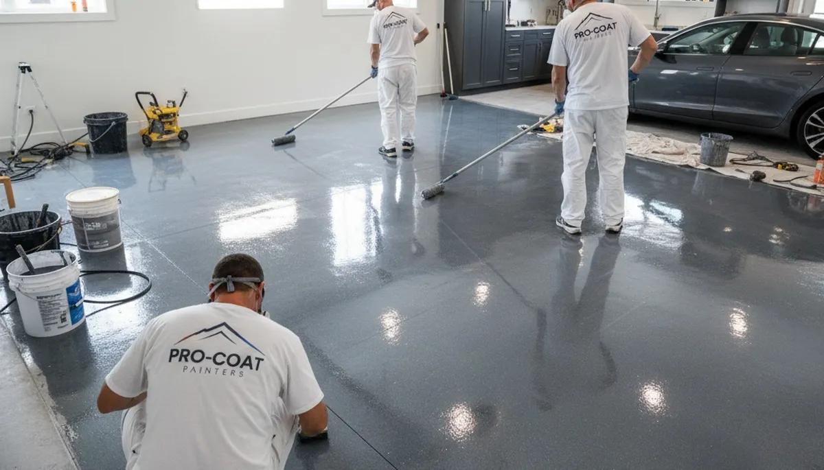 Professional epoxy garage floor coating in Chandler, AZ by local house painters