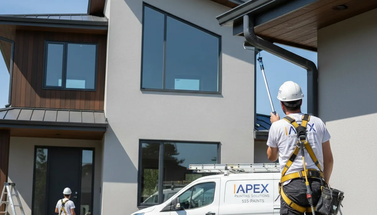 Professional gutter painting on a Chandler AZ home exterior by expert house painters