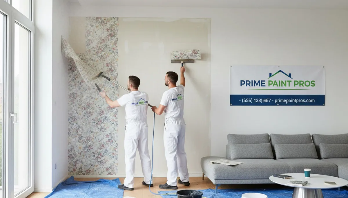 Professional wallpaper removal service in Chandler, AZ preparing walls for expert house painting